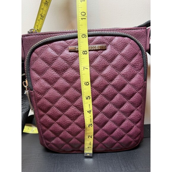 Steve Madden Quilted Faux Leather Crossbody Bag Purple Purse - Picture 12 of 13